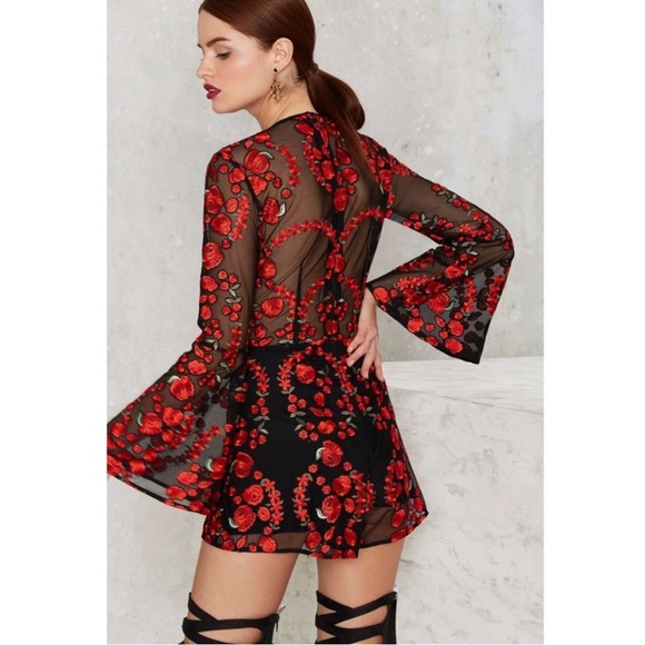 RARE Nasty Gal Sworn to Secrecy Embroidered Rose Romper - Picture 4 of 8